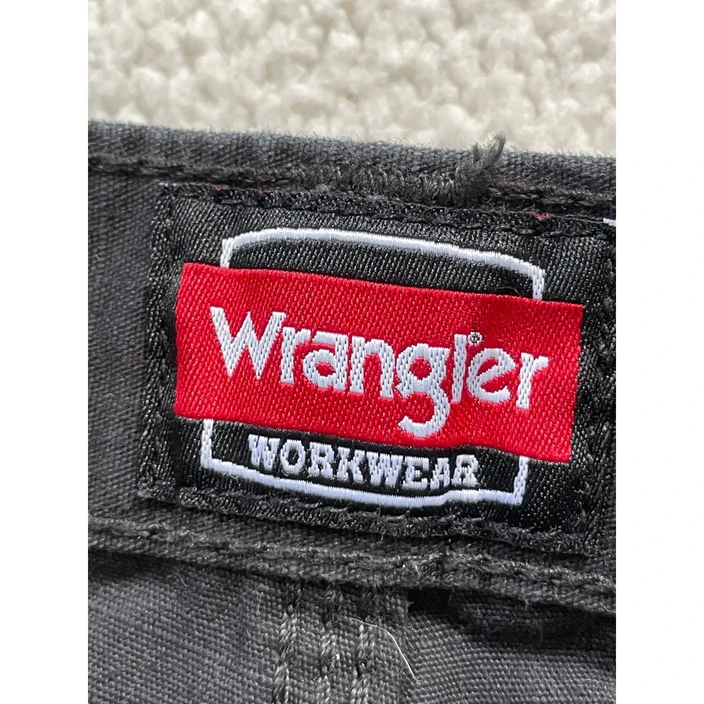 Wrangler Mens 32x32 Workwear Cargo Pants Black Ripstop Utility Pockets 10WMWR1BL